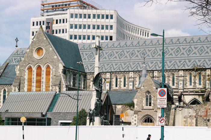 地震の爪痕残るクライストチャーチ大聖堂